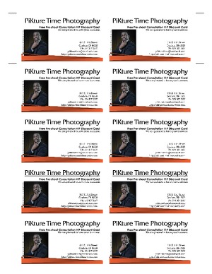 New PiKture Time Films Pre-shoot consultation VIP Discount Cards