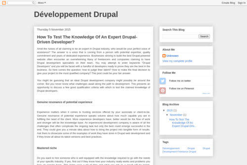 How To Test The Knowledge Of An Expert Drupal-Driven Developer? - http://freelance-drupal.blogspot.fr