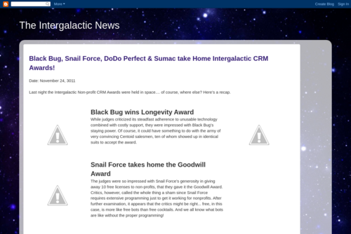 Black Bug, Snail Force, DoDo Perfect & Sumac take Home Intergalactic CRM Awards! - http://newsfromspace-technology.blogspot.com