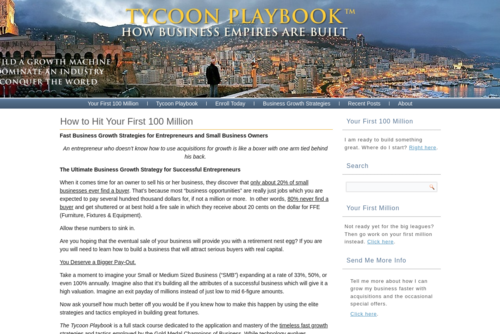 The Tycoon Playbook - http://www.tycoonplaybook.com