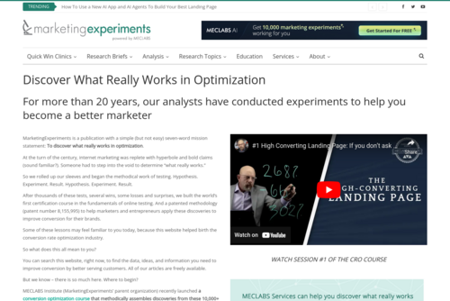 Optimizing Your Landing Pages Part Two - http://www.marketingexperiments.com