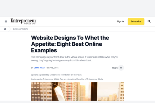 Website Designs To Whet the Appetite: Eight Best Online Examples - www.entrepreneur.com/article/250750
