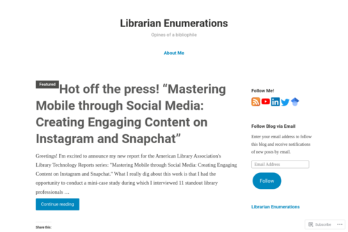 Best Pinners, Twitterers, and Bloggers to Follow for Awesome Content Creation Inspiration  - http://librarianenumerations.wordpress.com
