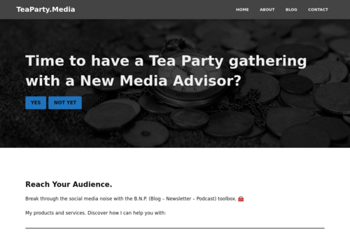 Coming Soon Homepage and Under Construction Website - https://teaparty.media