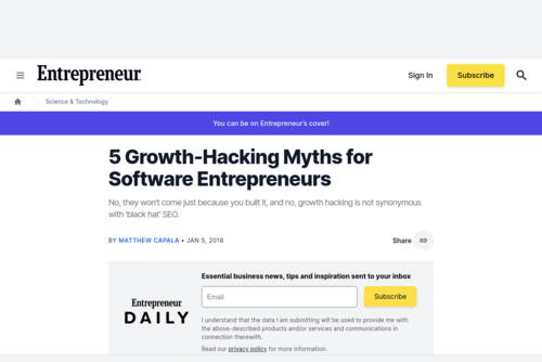 5 Growth-Hacking Myths for Software Entrepreneurs - www.entrepreneur.com/article/253889