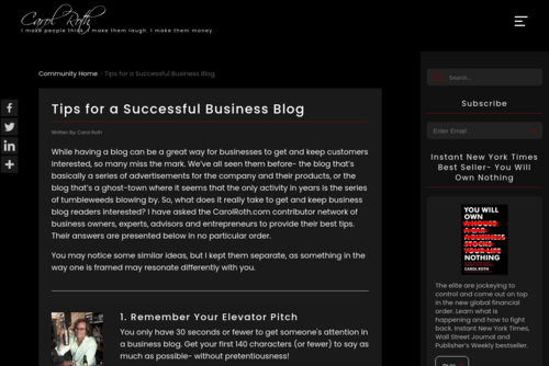 Tips for a Successful Business Blog  - www.carolroth.com/blog/tips-for-a-successful-business-blog/